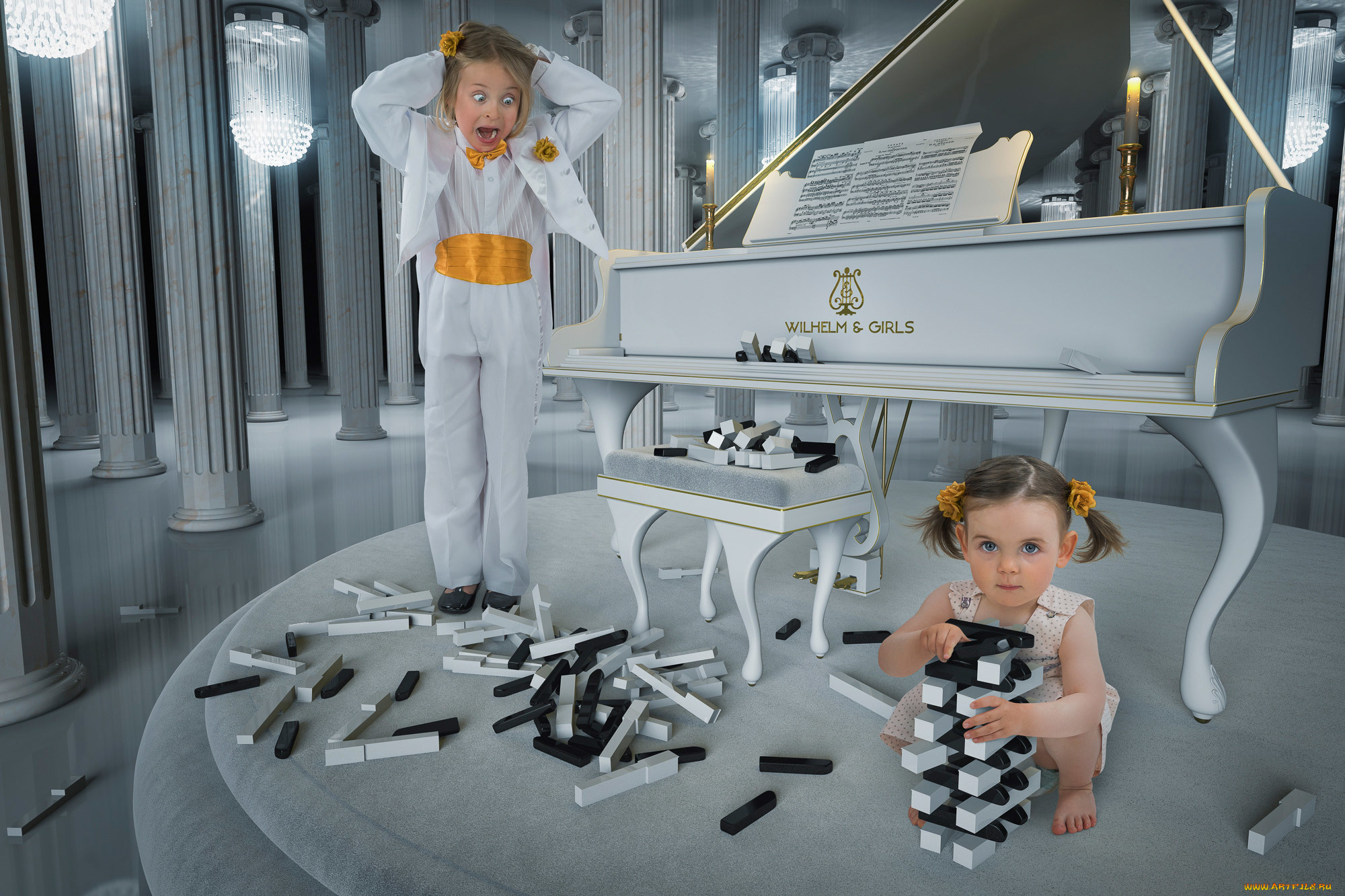 юмор, и, приколы, дети, девочки, клавиши, пианино