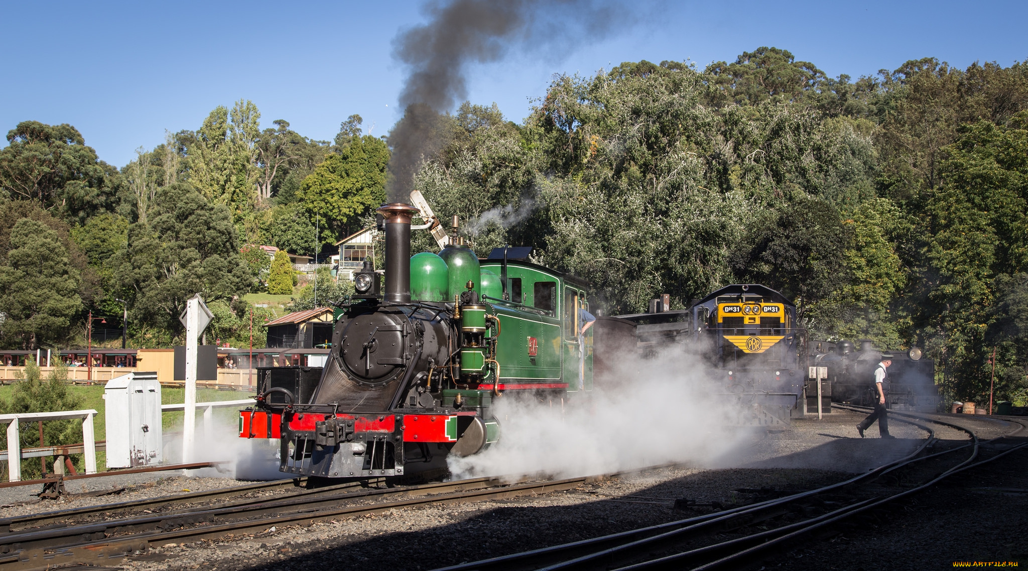техника, паровозы, дорога, рельсы, железная, паровоз