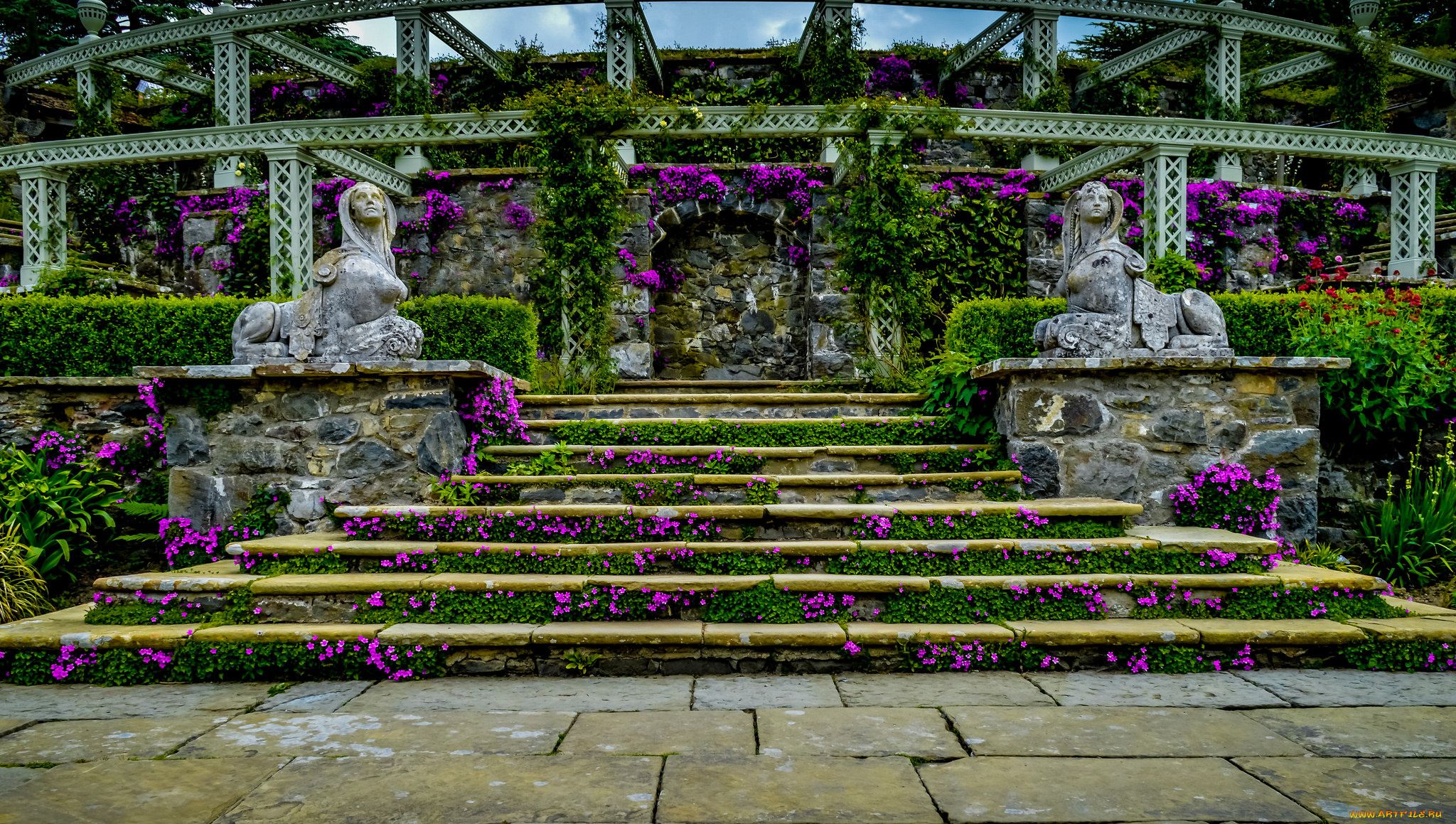 города, -, исторические, , архитектурные, памятники, статуи, цветы, ступени