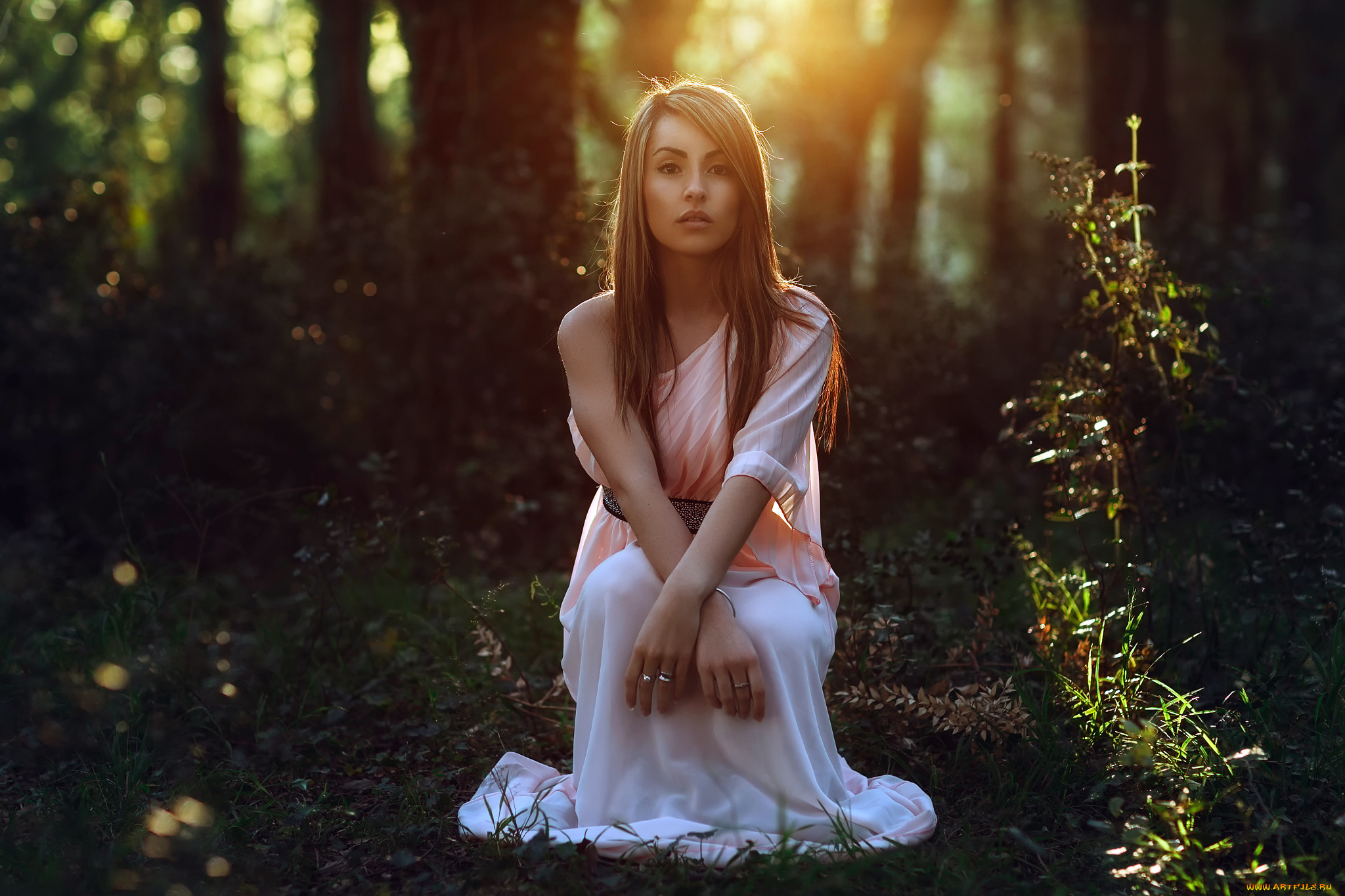 девушки, -unsort, , брюнетки, , шатенки, природа, девушка, платье, свет