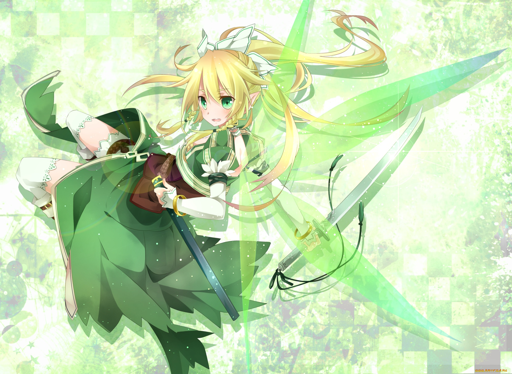 аниме, sword, art, online, sword, art, online, toutenkou, эльф, девушка, leafa