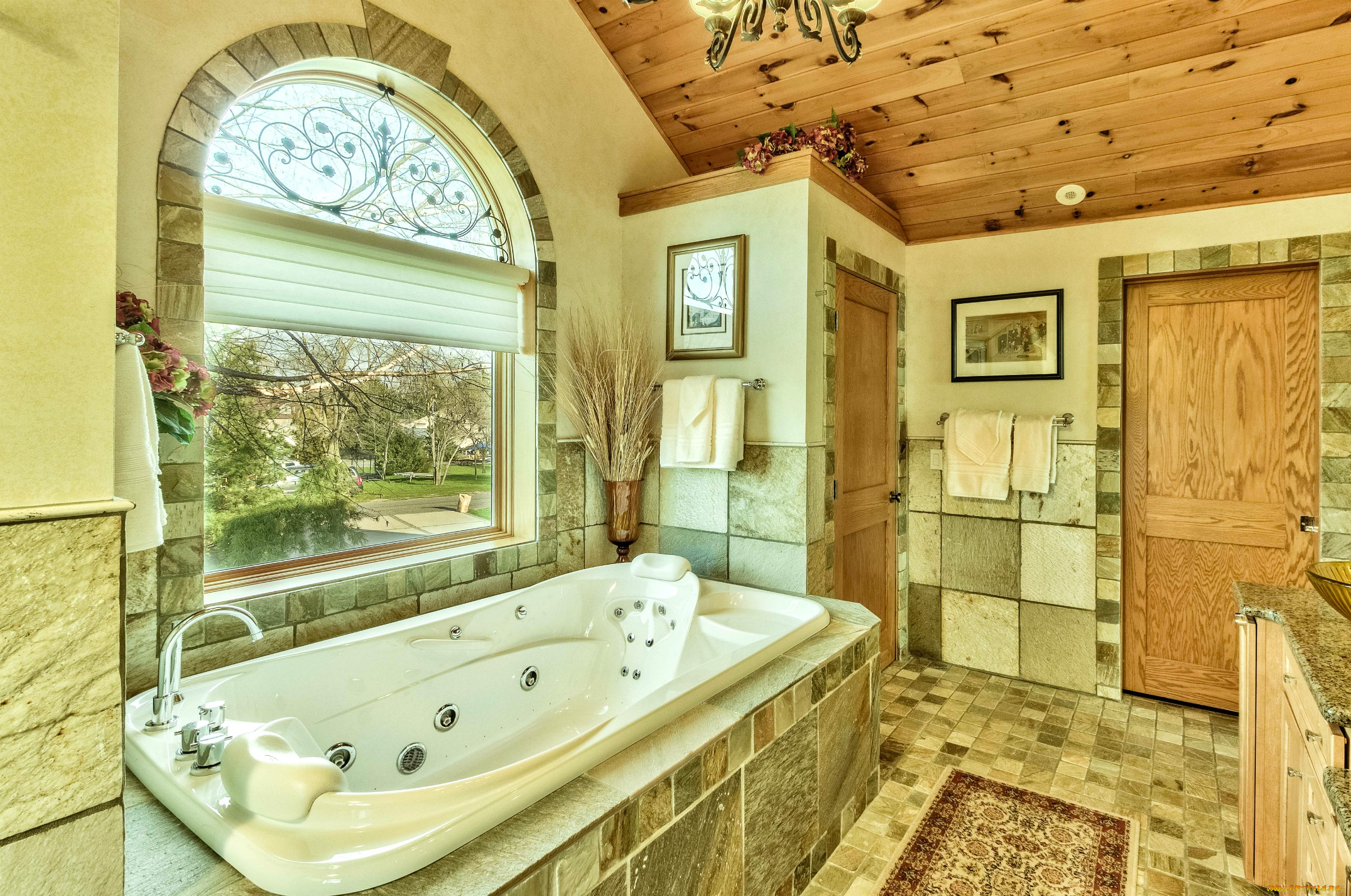 интерьер, ванная, и, туалетная, комнаты, сантехника, дизайн, окно, ванна