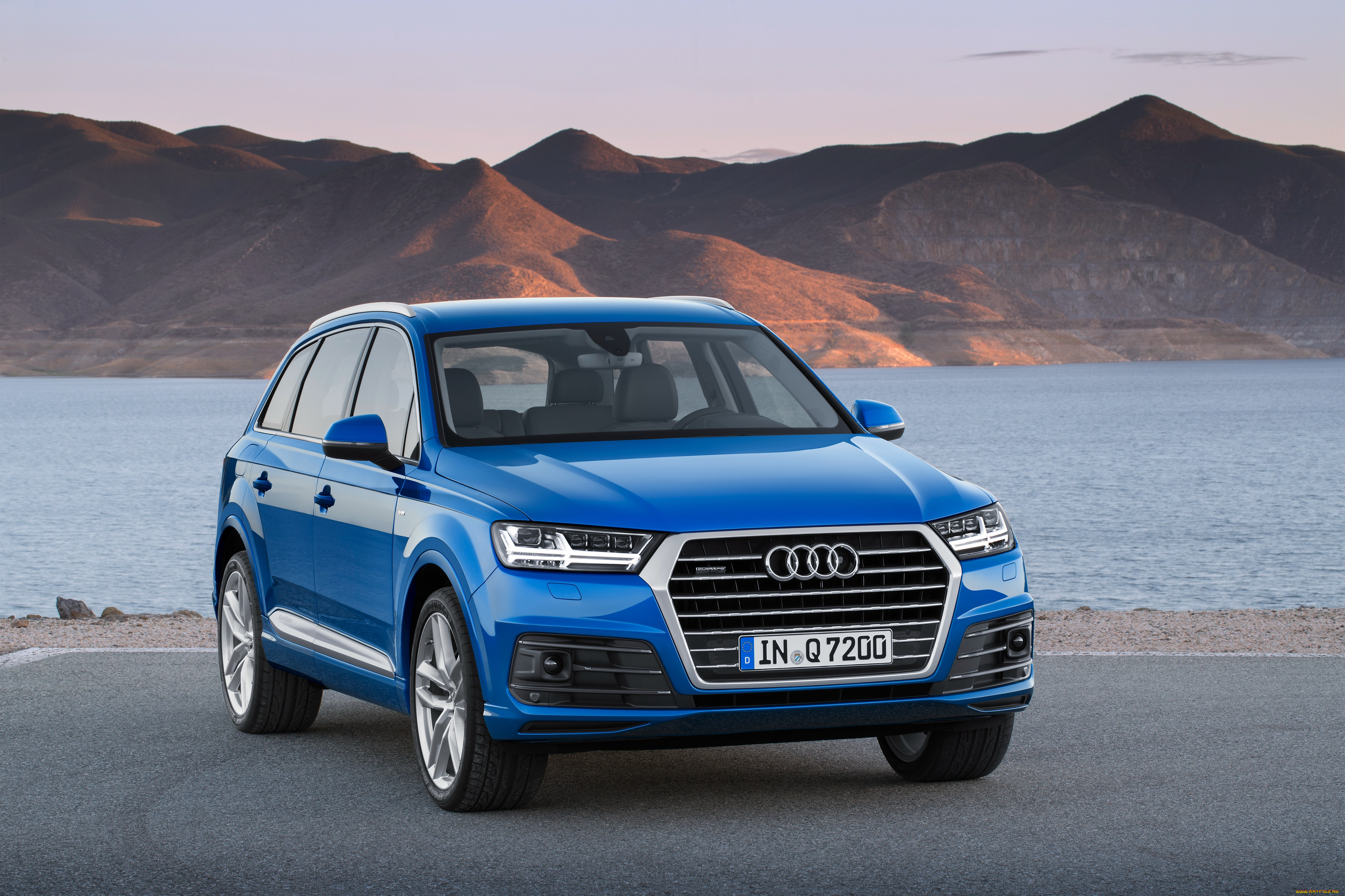 автомобили, audi, quattro, синий, 2015г, s, line, tfsi, q7