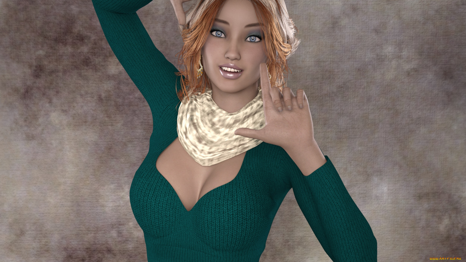 3д, графика, люди, , people, девушка, взгляд, фон