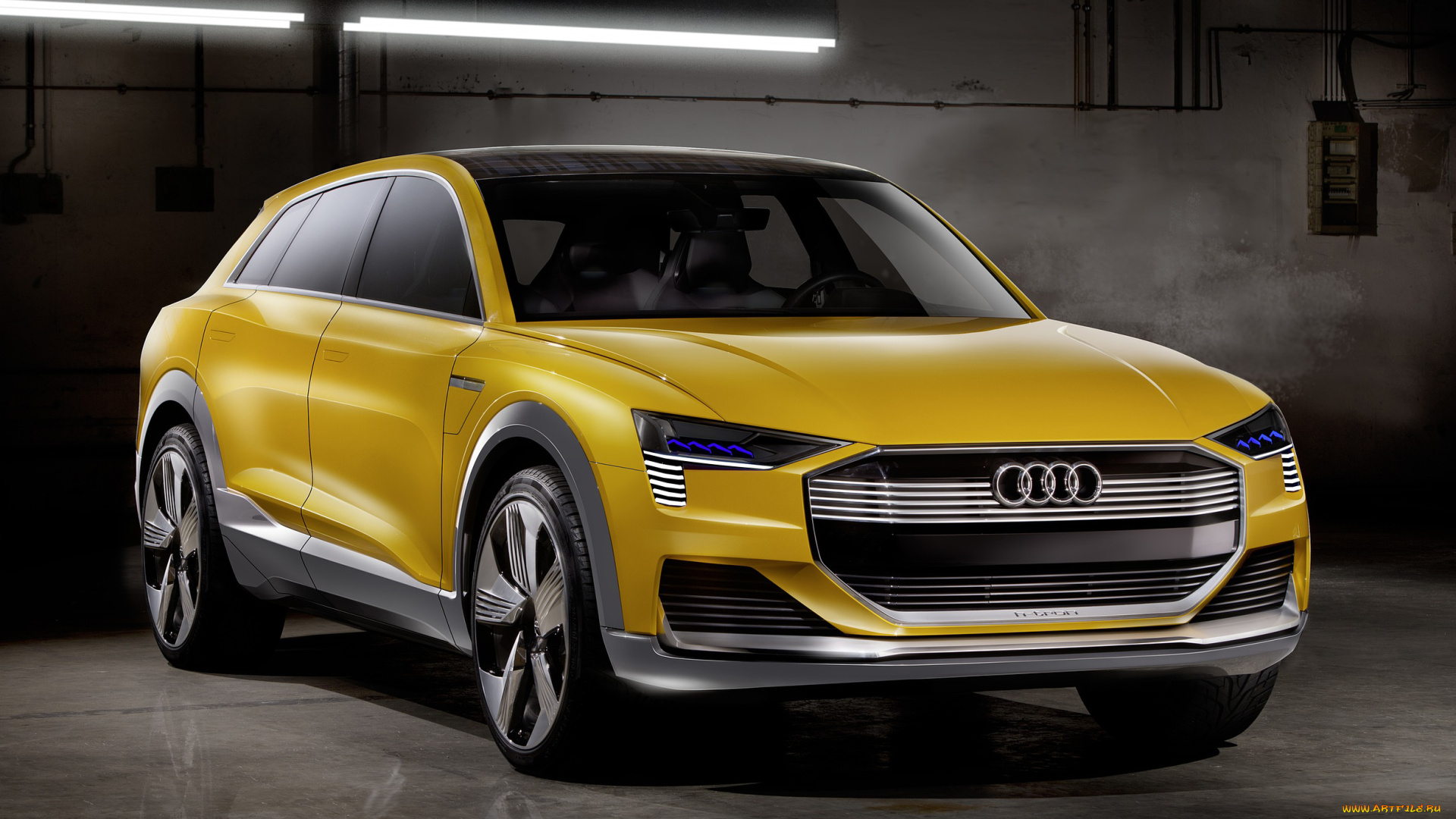 audi, h-tron, quattro, concept, 2016, автомобили, audi, h-tron, quattro, concept, 2016, жёлтый
