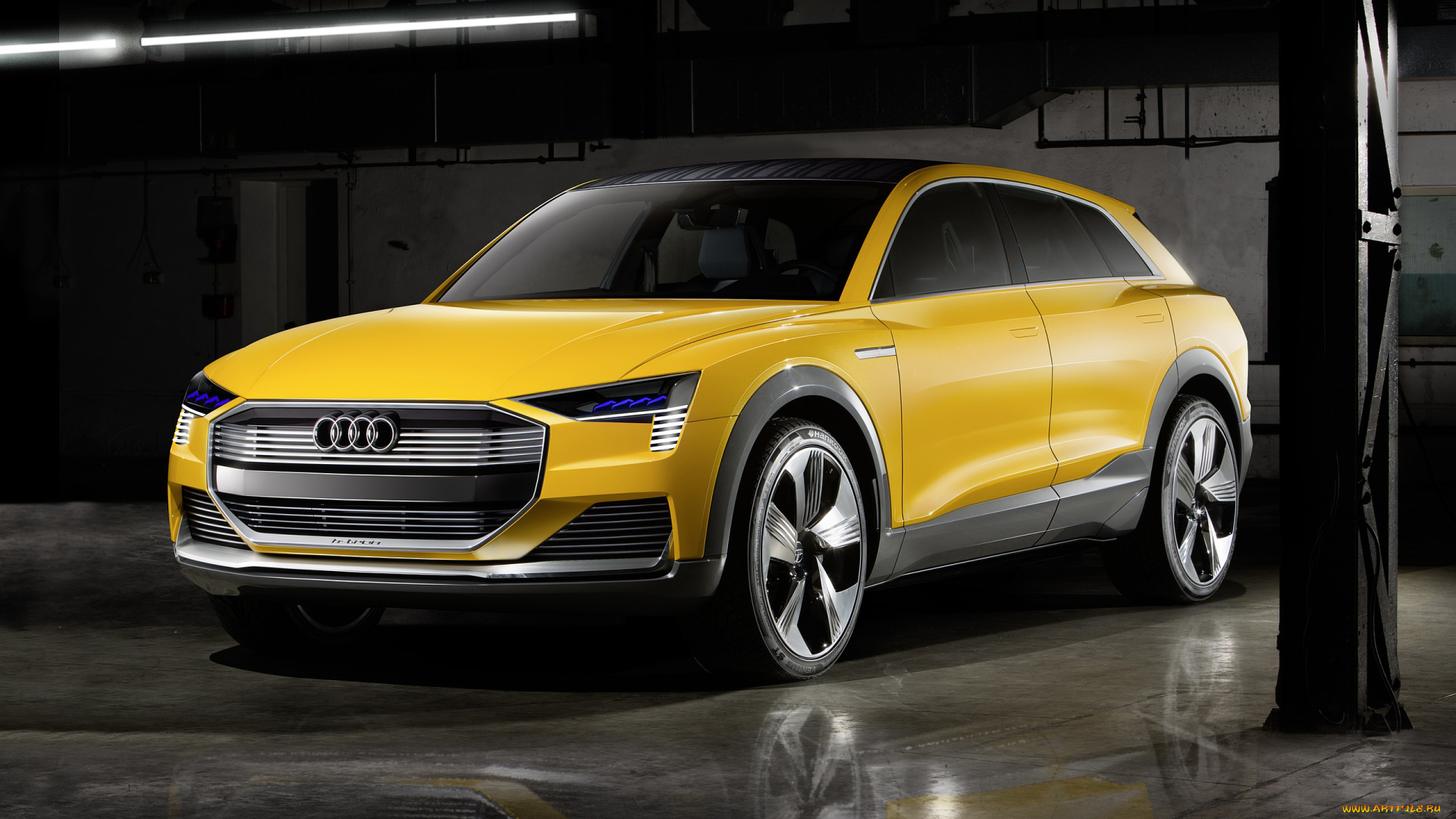 audi, h-tron, quattro, concept, 2016, автомобили, audi, h-tron, quattro, concept, 2016, жёлтый