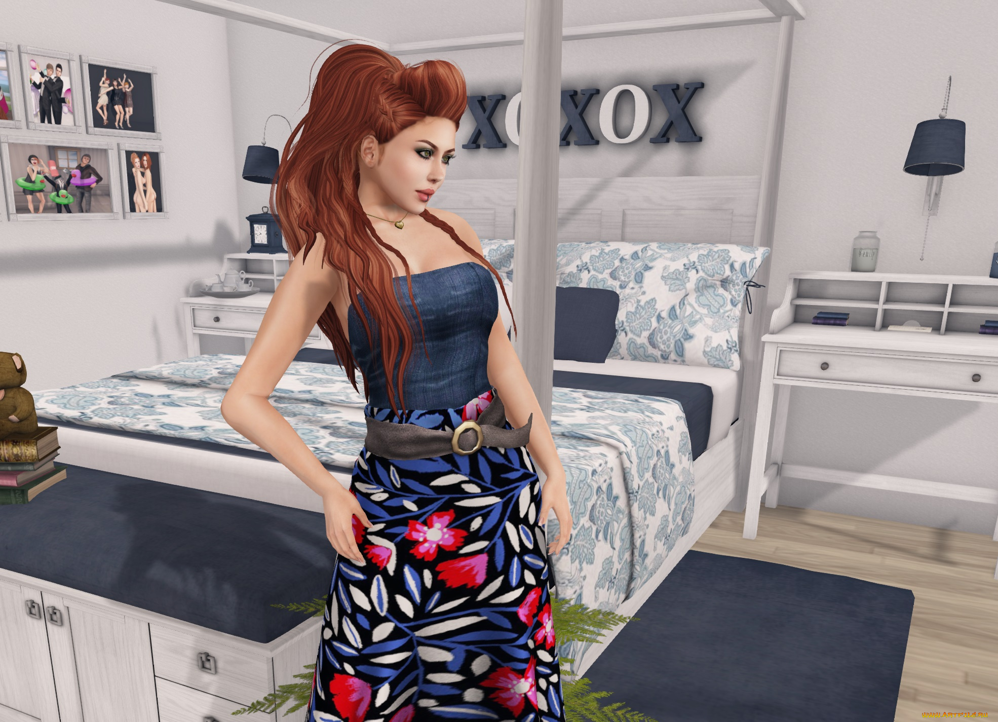 3д, графика, люди, , people, рыжая, девушка, фон, интерьер, взгляд