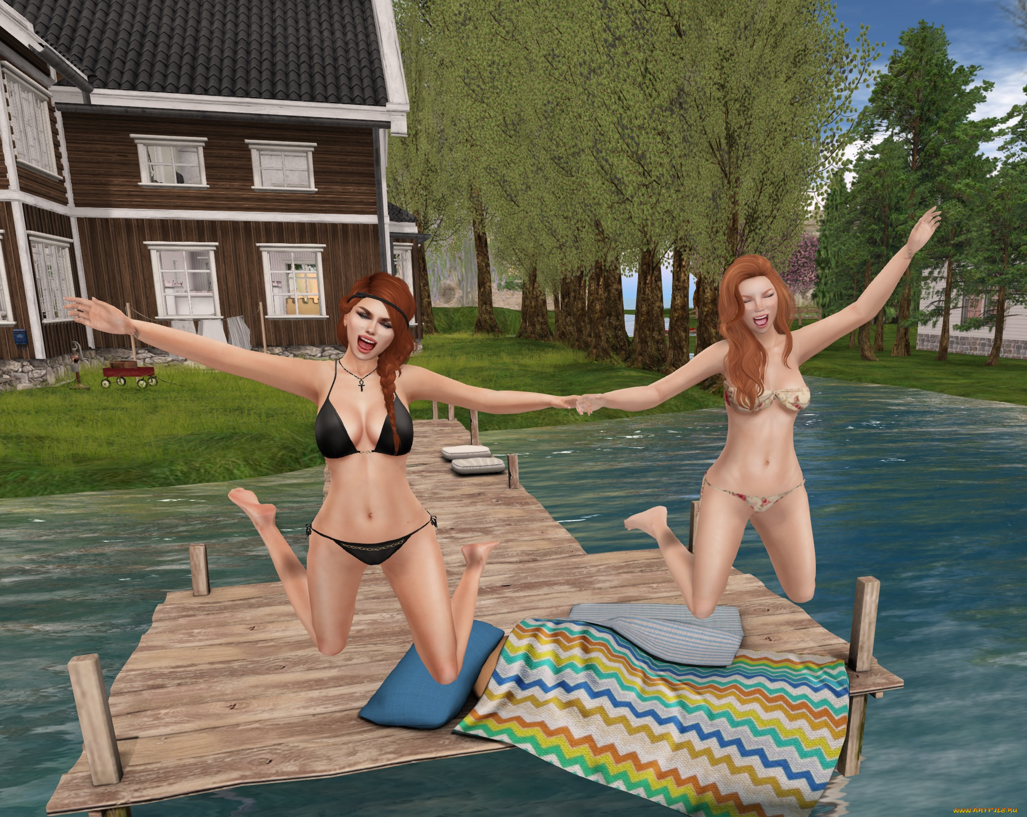 3д, графика, люди, , people, девушки, взгляд, фон