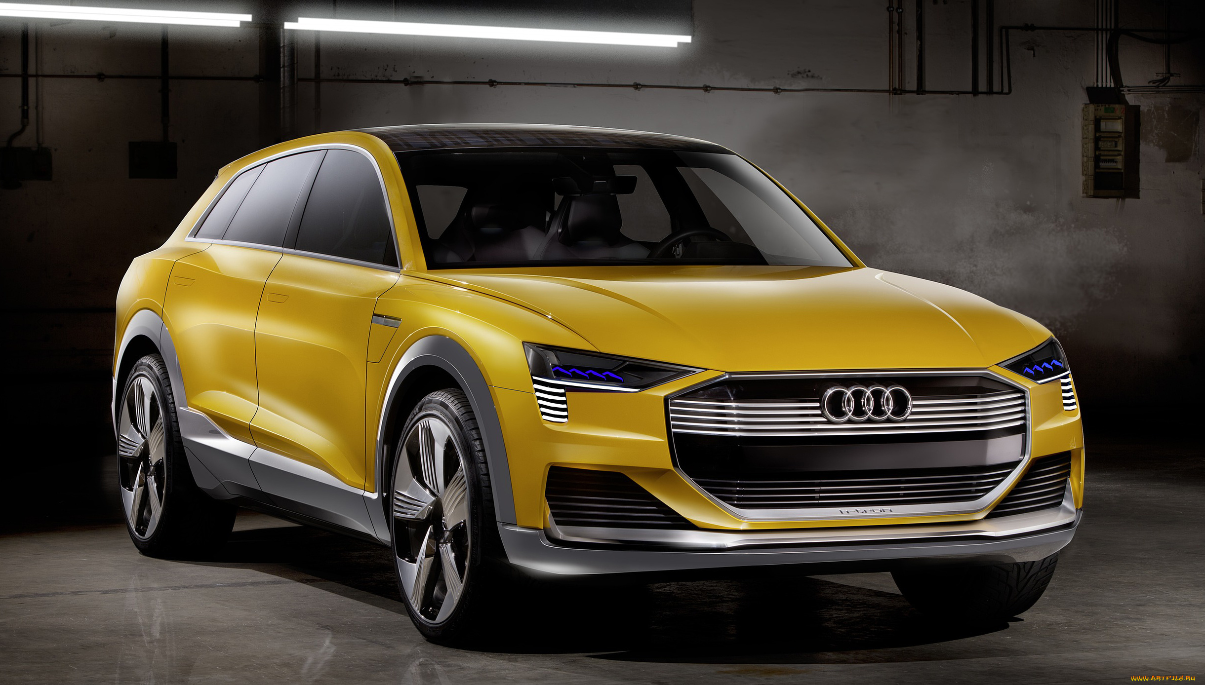 audi, h-tron, quattro, concept, 2016, автомобили, audi, h-tron, quattro, concept, 2016, жёлтый