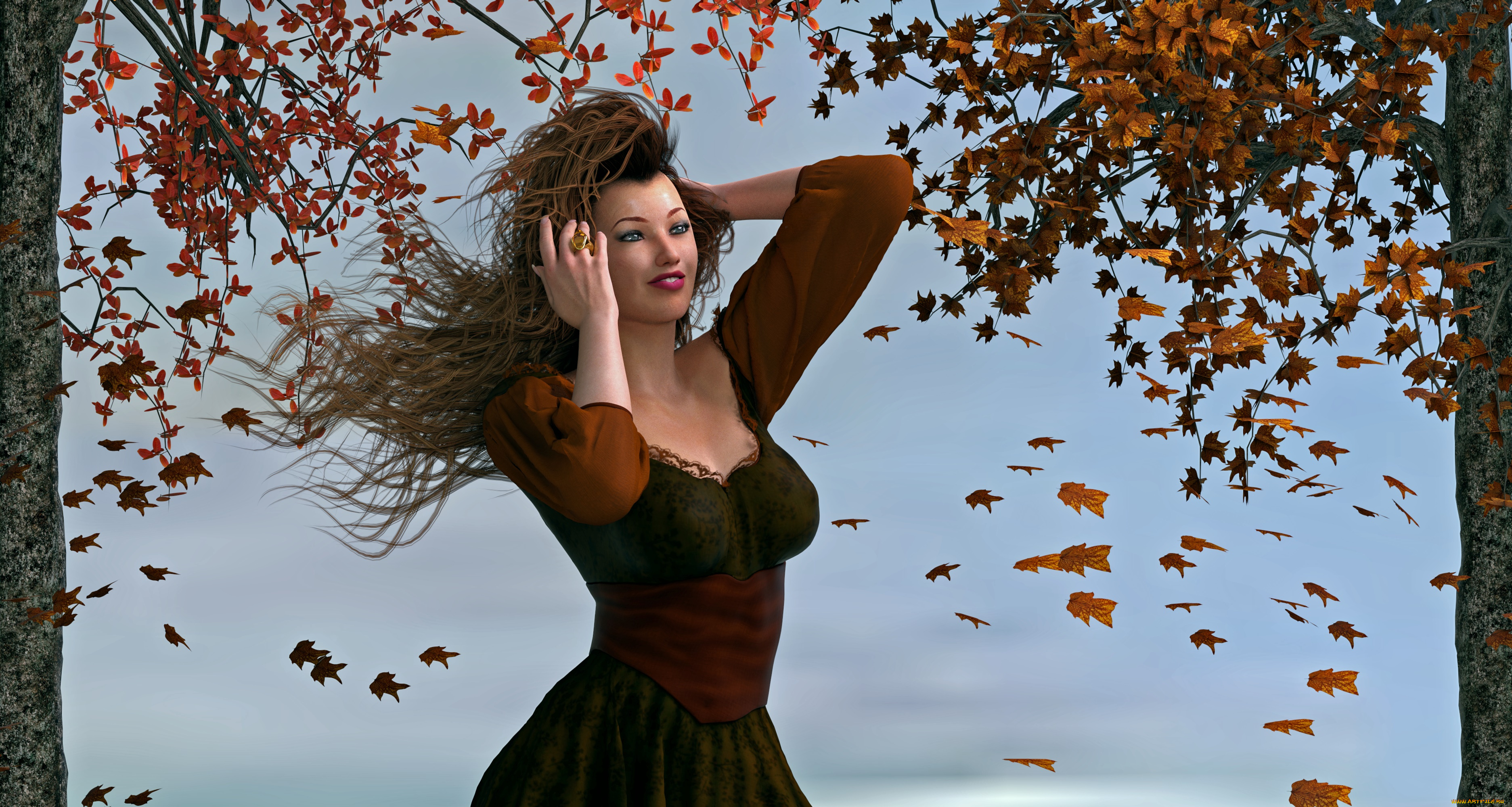 3д, графика, люди, , people, девушка, взгляд, фон