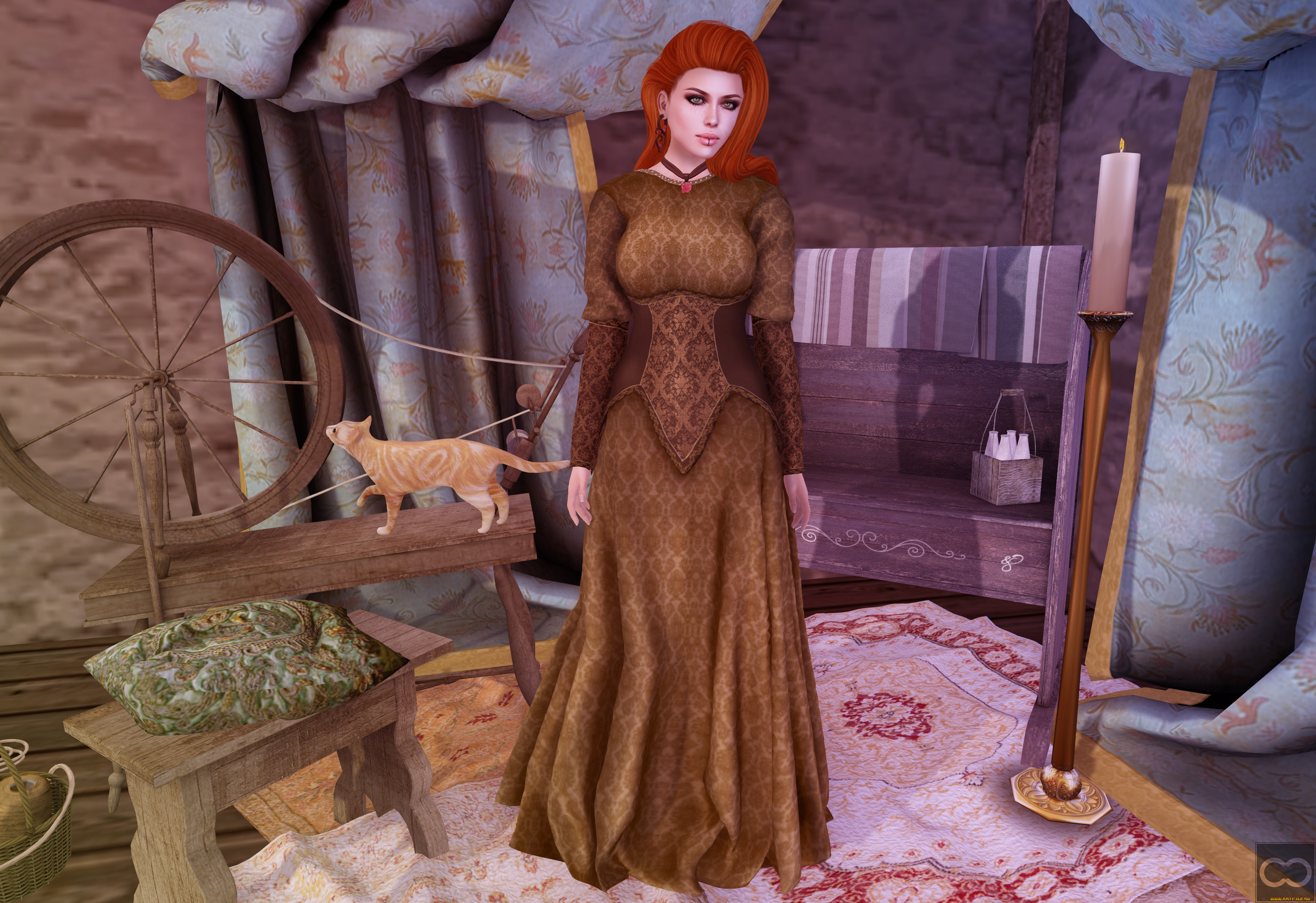 3д, графика, люди, , people, девушка, взгляд, фон, рыжая