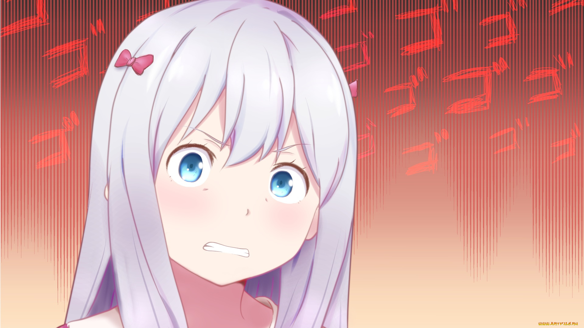 аниме, eromanga-sensei, девушка, взгляд, фон