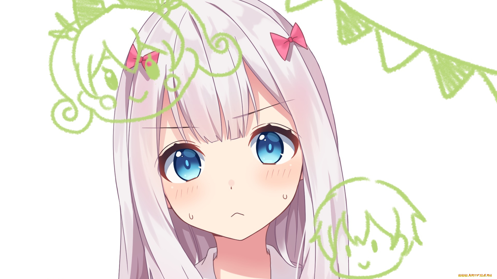 аниме, eromanga-sensei, девушка, взгляд, фон