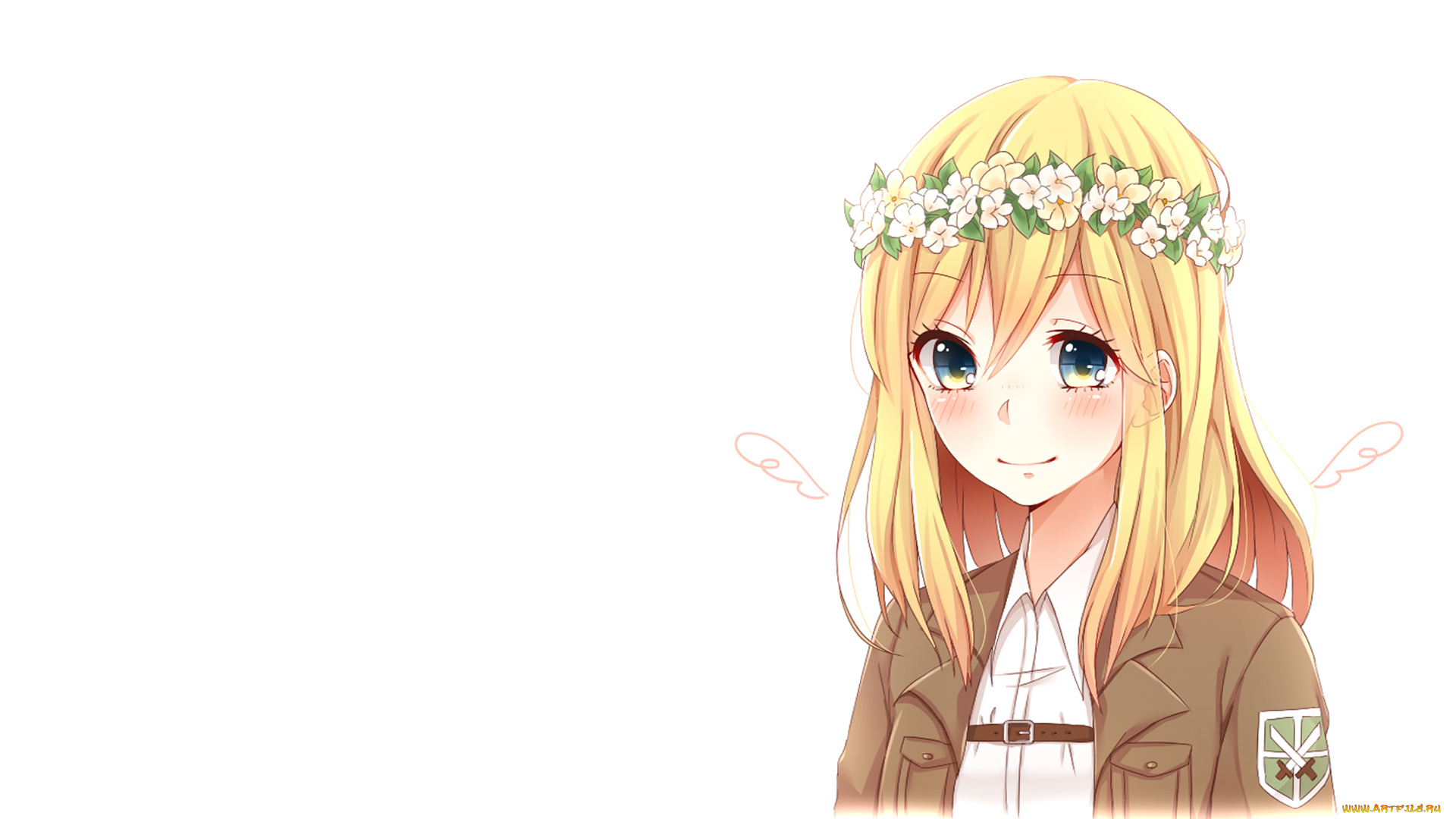 аниме, shingeki, no, kyojin, девушка, взгляд, фон