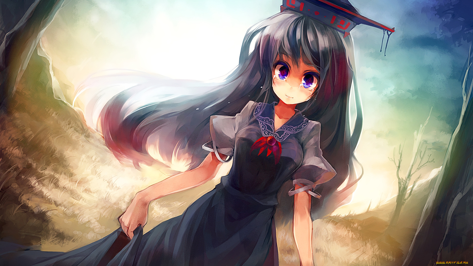 аниме, touhou, фон, взгляд, девушка