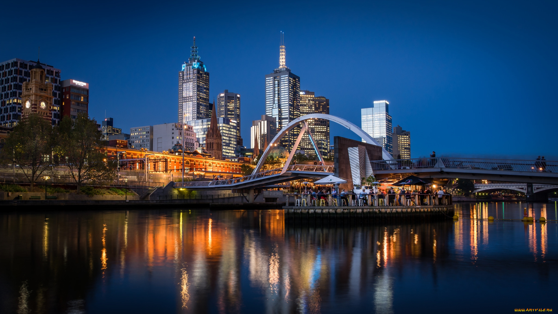melbourne`s, yarra, river, города, мельбурн, , австралия, река, закат