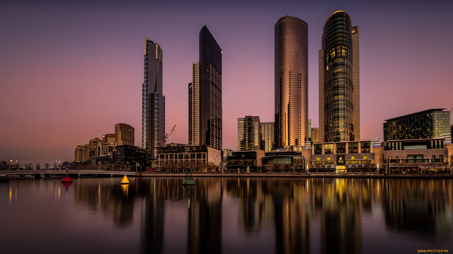 melbourne`s, yarra, river, города, мельбурн, , австралия, высотки