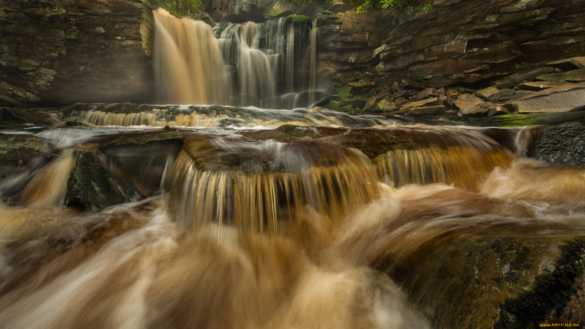 природа, водопады, водопад, река, лес