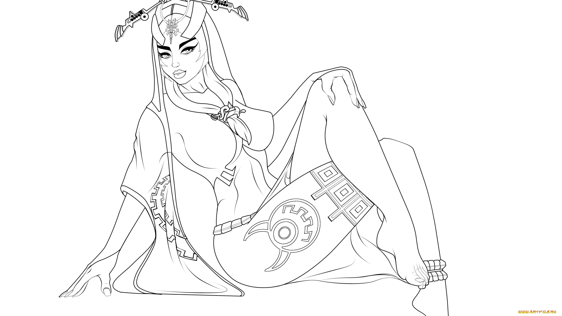 рисованное, минимализм, фон, взгляд, девушка