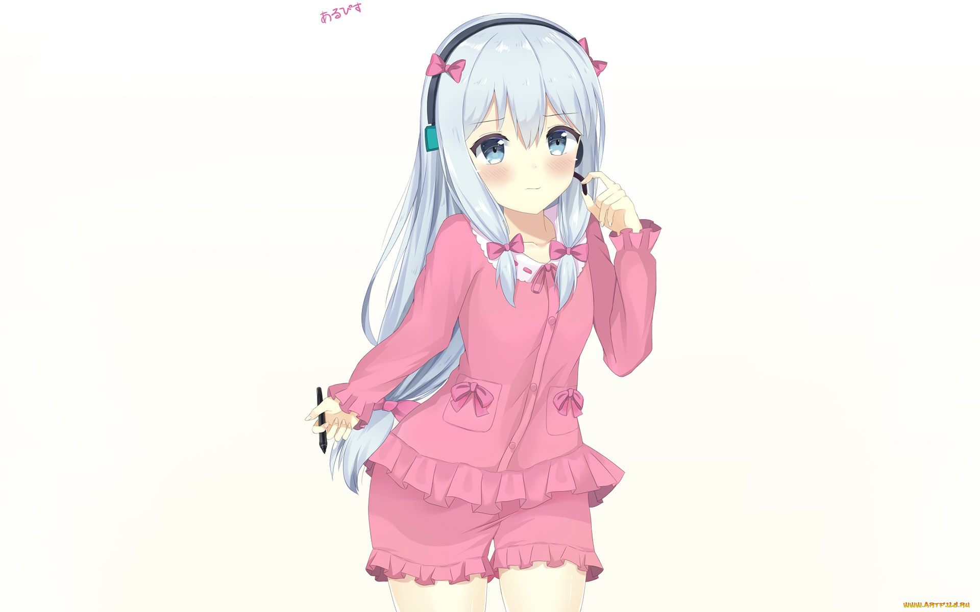 аниме, ergo, proxy, девушка, взгляд, фон