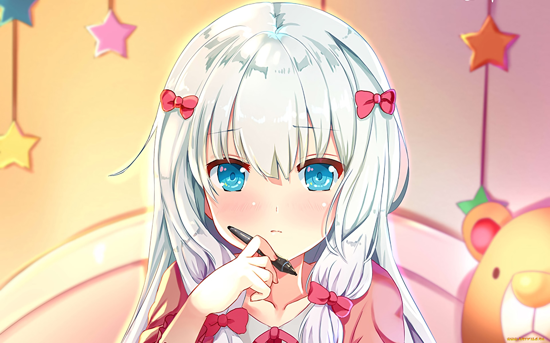 аниме, eromanga-sensei, девушка, взгляд, фон