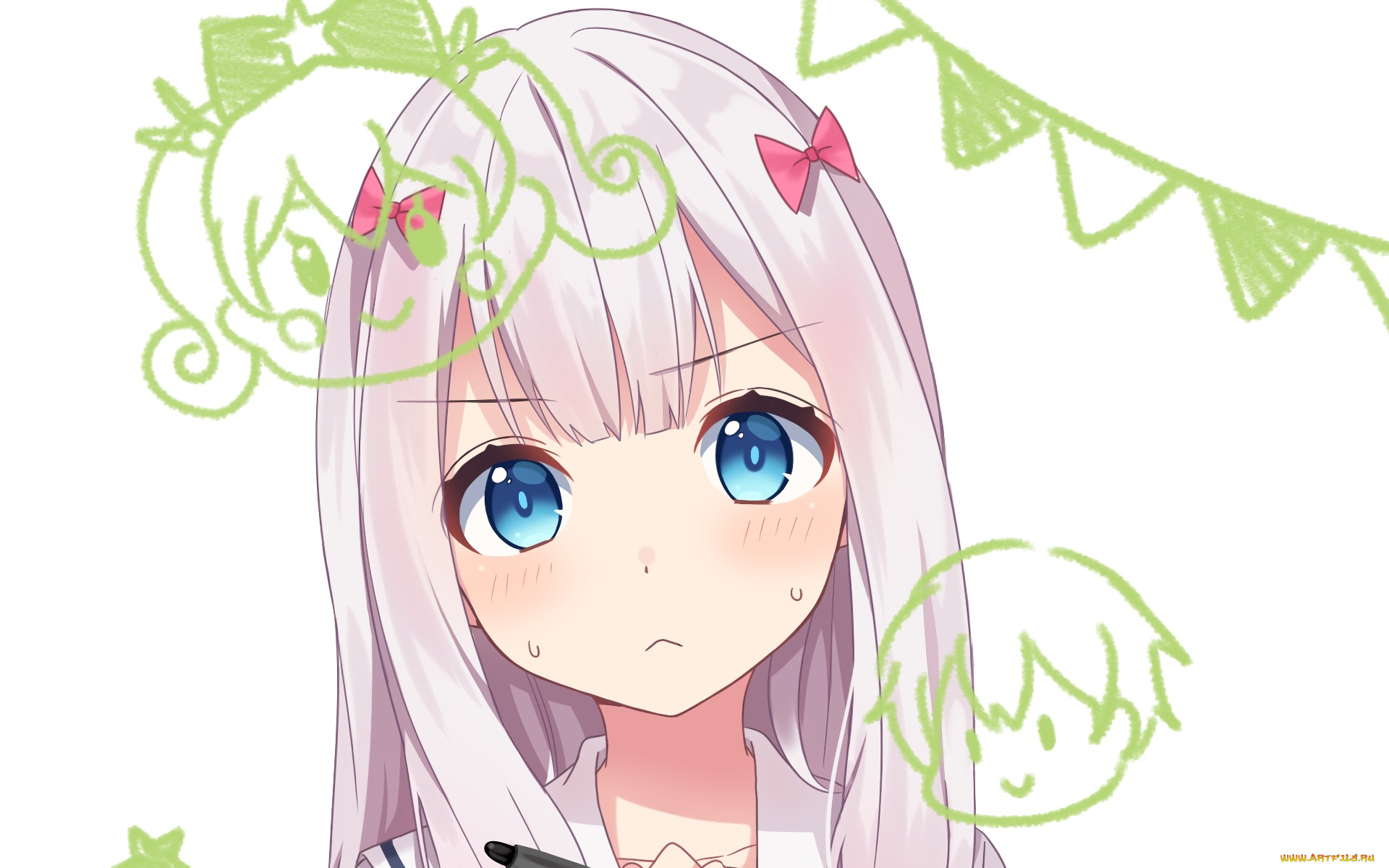 аниме, eromanga-sensei, девушка, взгляд, фон