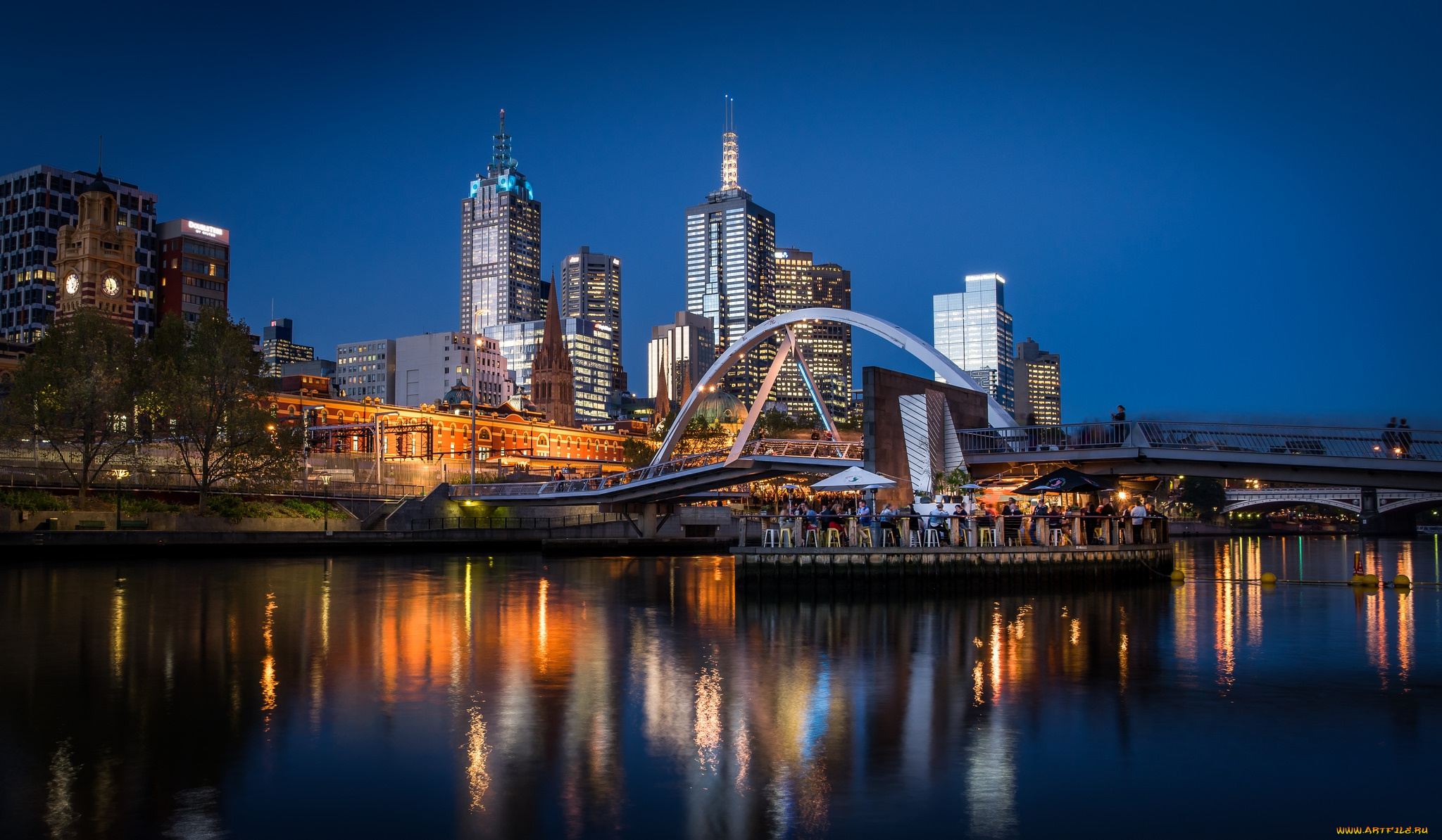 melbourne`s, yarra, river, города, мельбурн, , австралия, река, закат