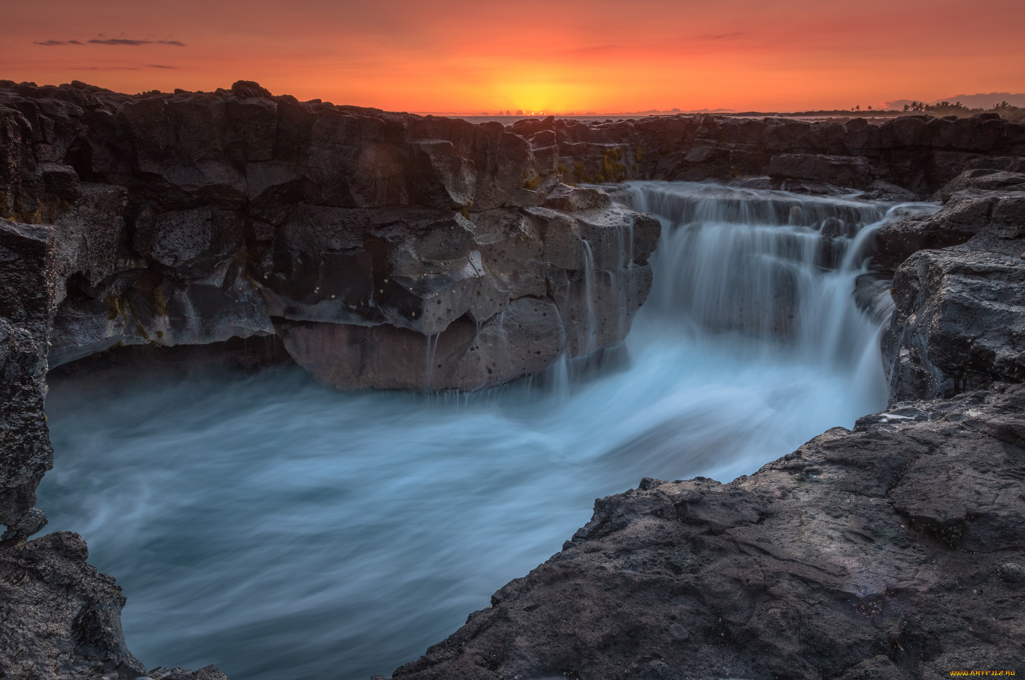 природа, водопады, берег, море