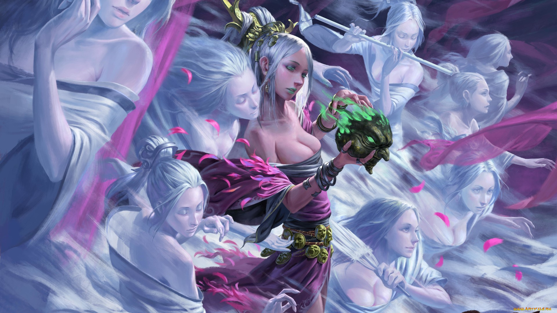 фэнтези, красавицы, и, чудовища, взгляд, женщины, жесты, chin, likhui