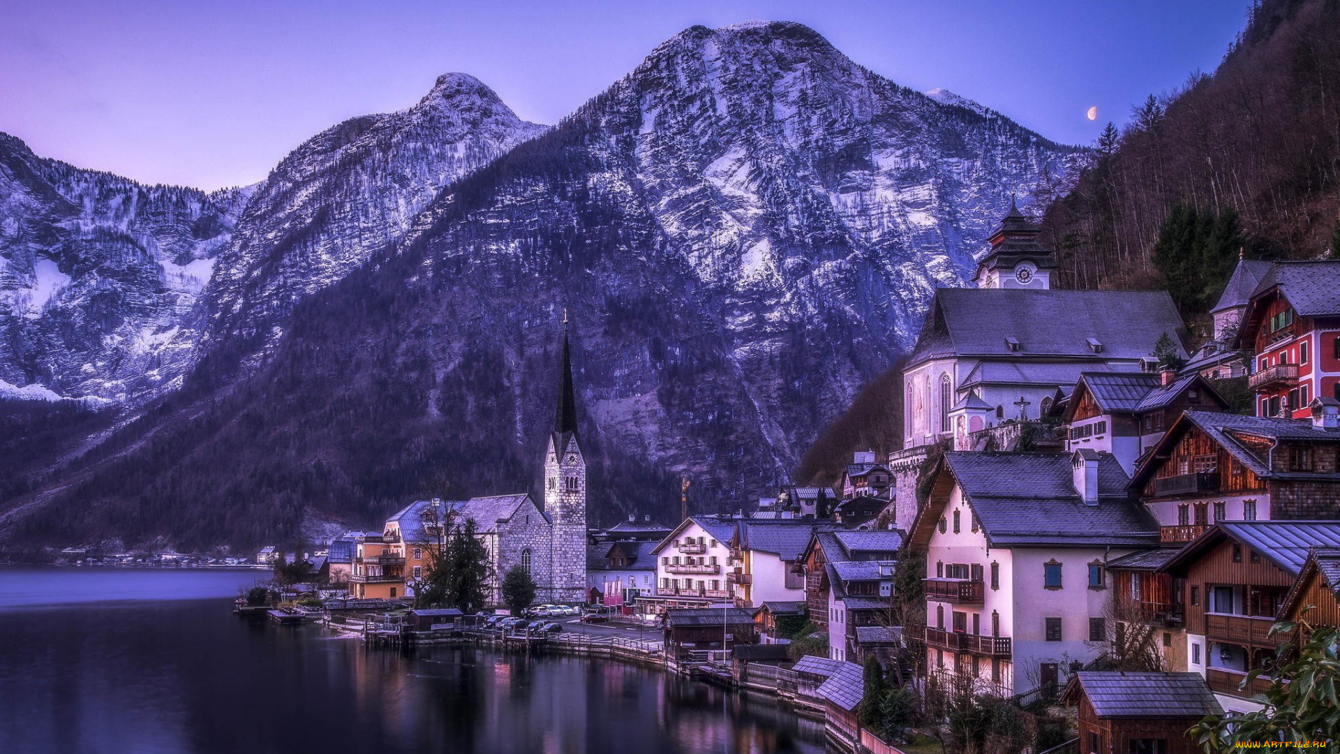 города, гальштат, , австрия, озеро, горы