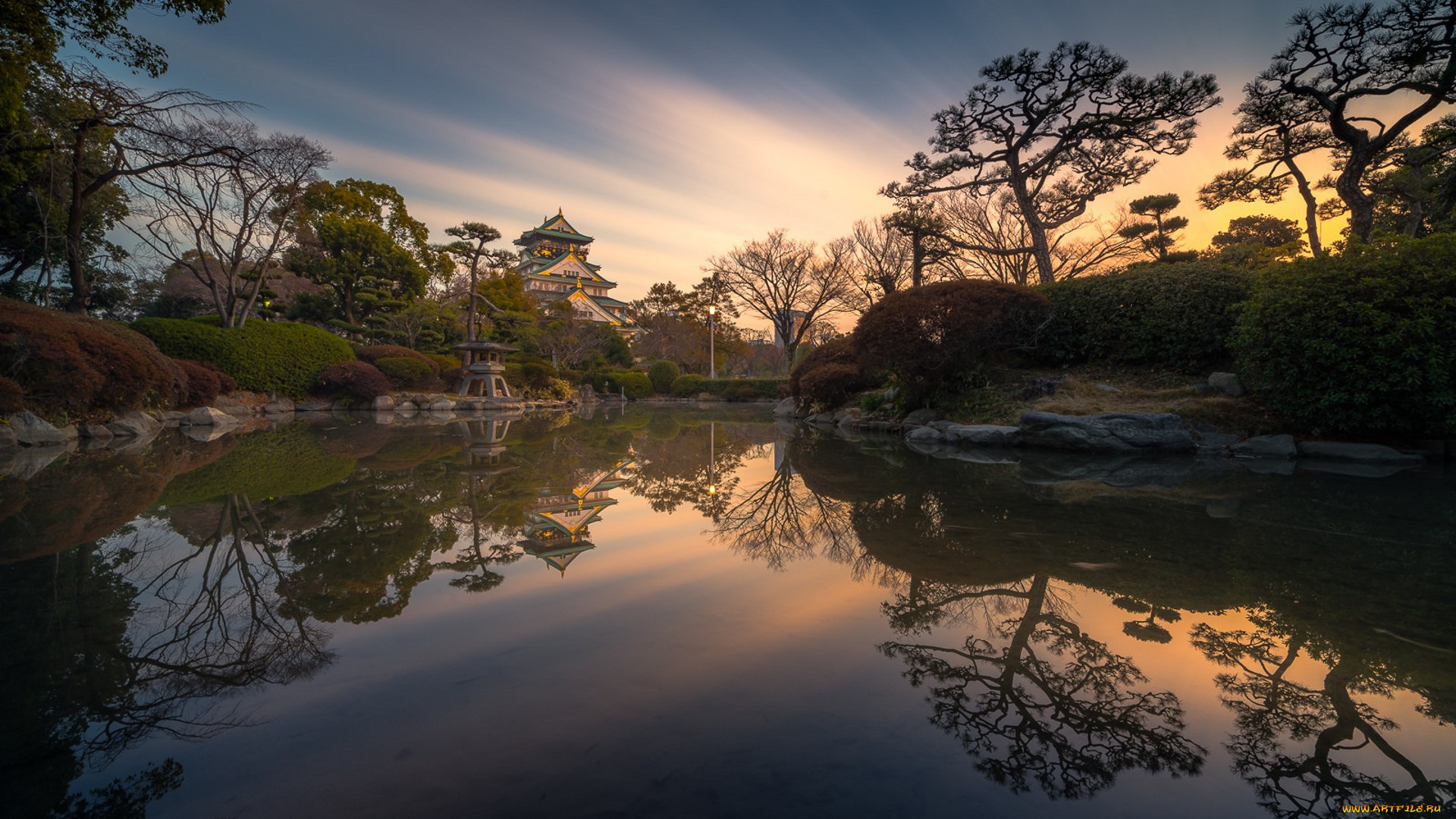 osaka, castle, города, -, пейзажи, простор