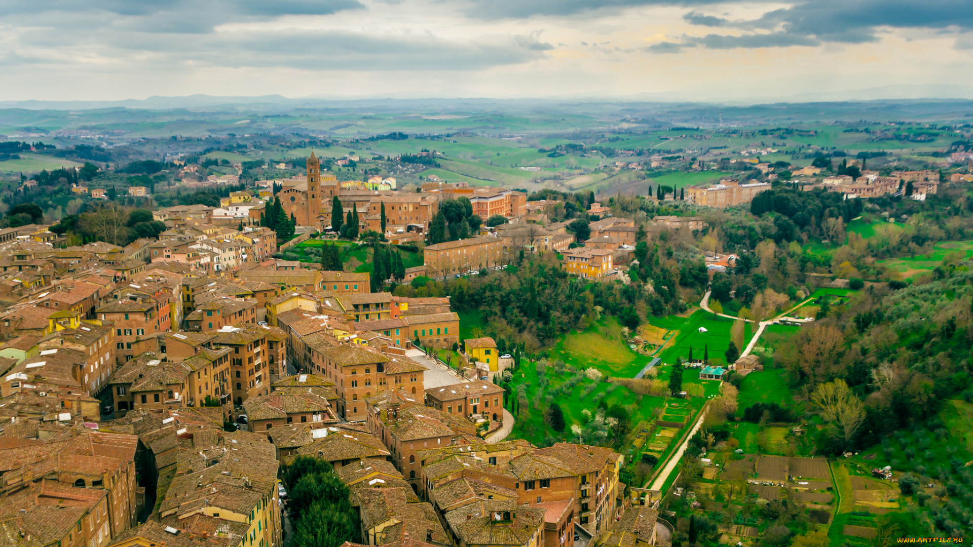 siena, города, -, панорамы, простор