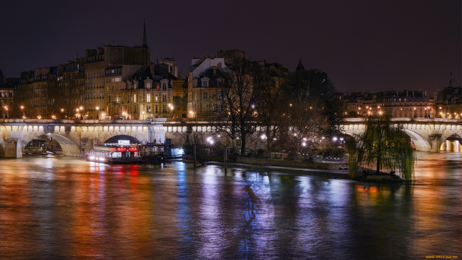 square, du, vert-galant, города, -, огни, ночного, города, простор