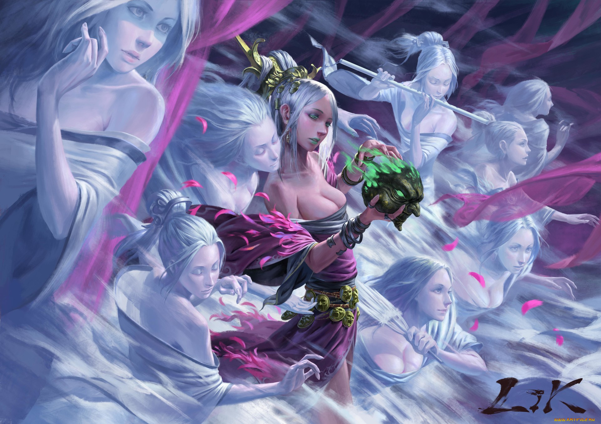 фэнтези, красавицы, и, чудовища, взгляд, женщины, жесты, chin, likhui