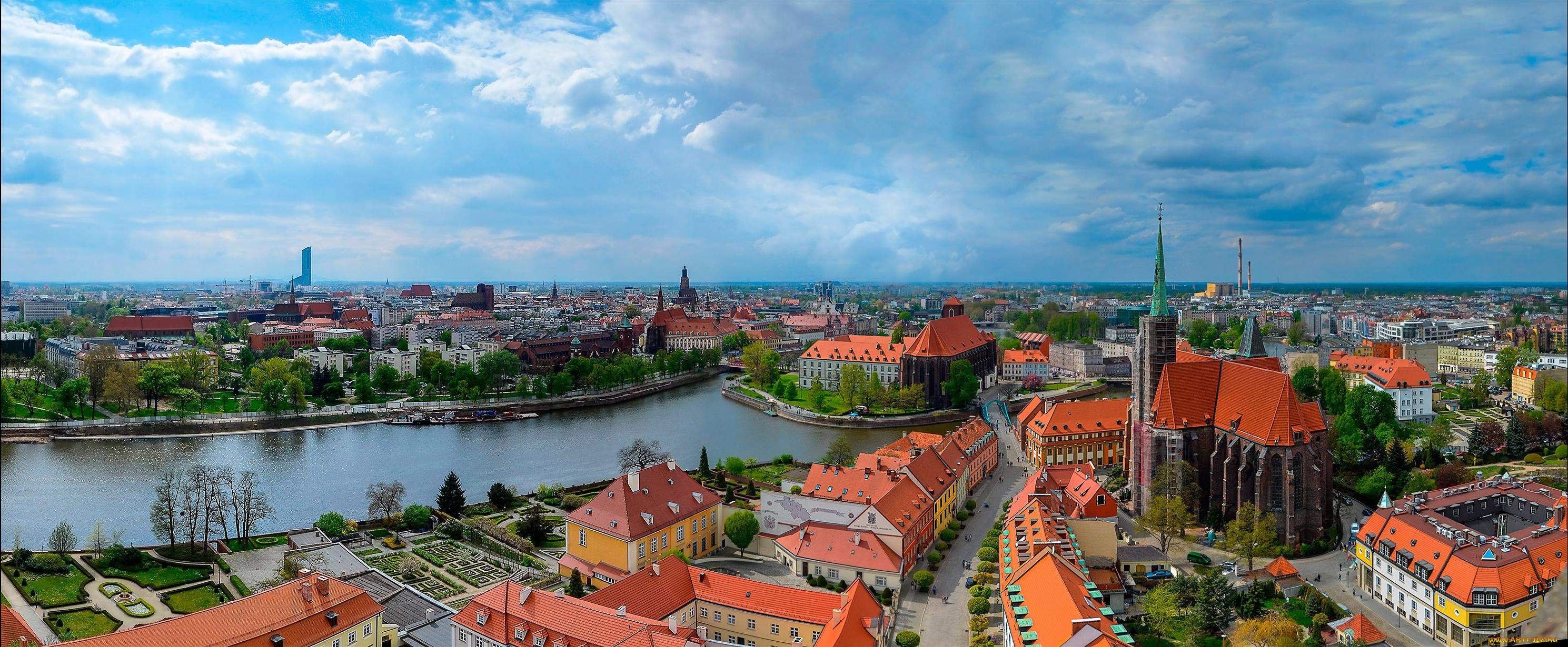 вроцлав, польша, города, вроцлав, , река, дома, город