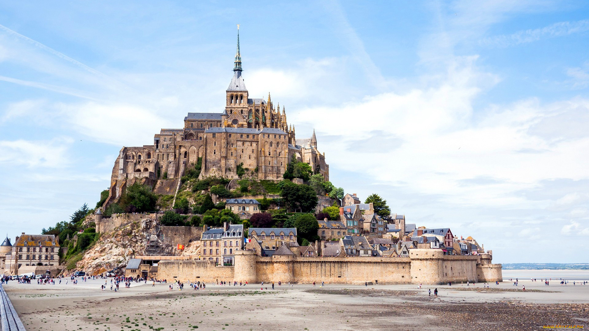 города, крепость, мон-сен-мишель, , франция, крепость