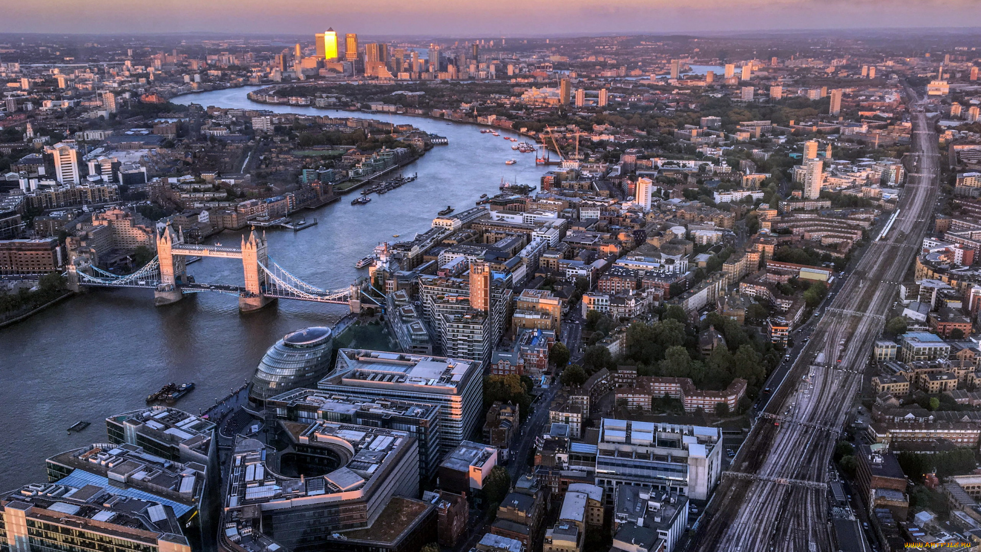 города, лондон, , великобритания, панорама