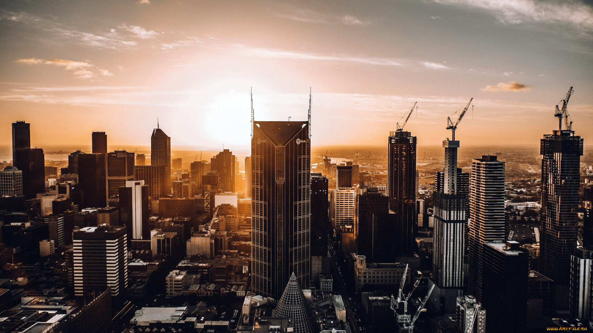 города, мельбурн, , австралия, панорама