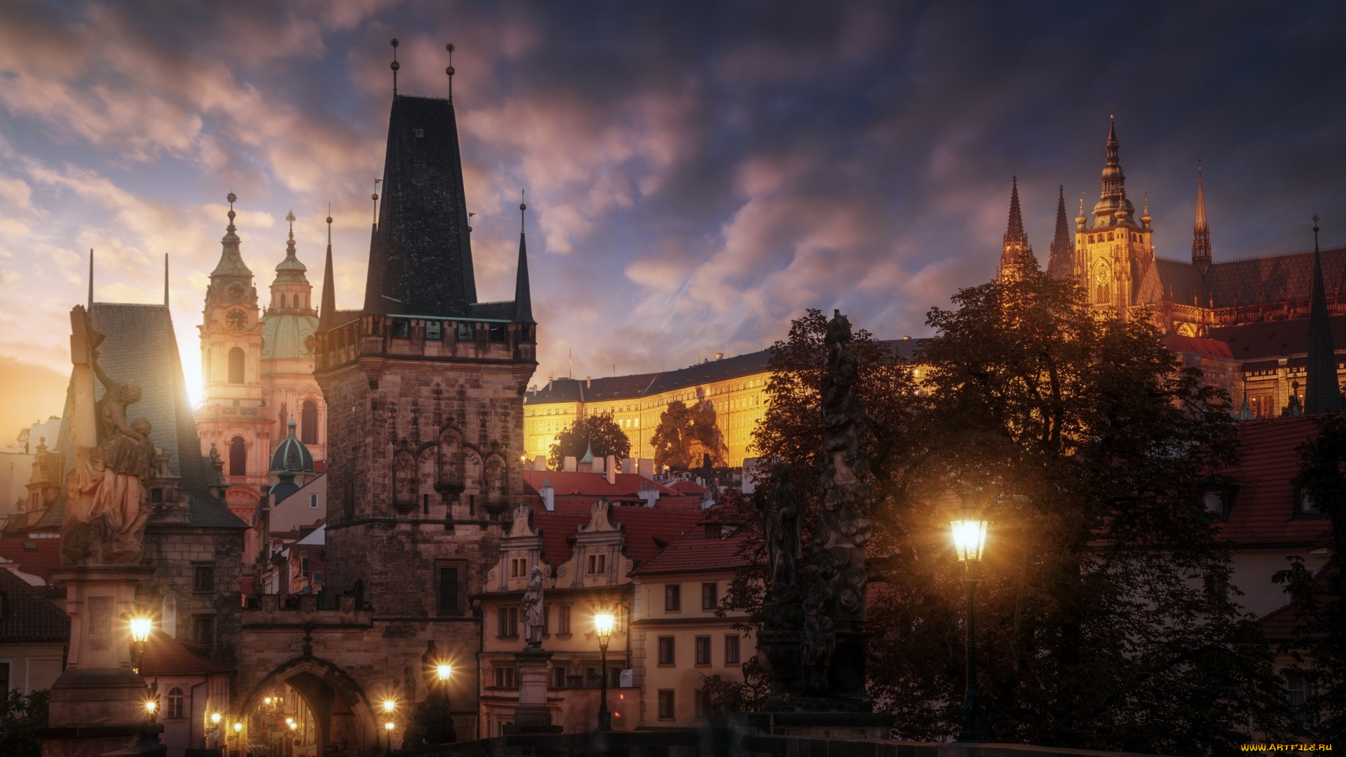 города, прага, , чехия, charles, bridge