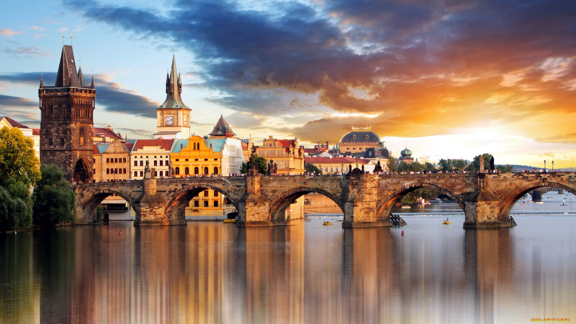 города, прага, , чехия, charles, bridge