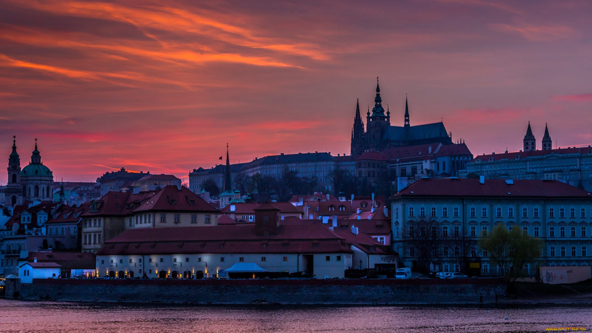 города, прага, , чехия, панорама