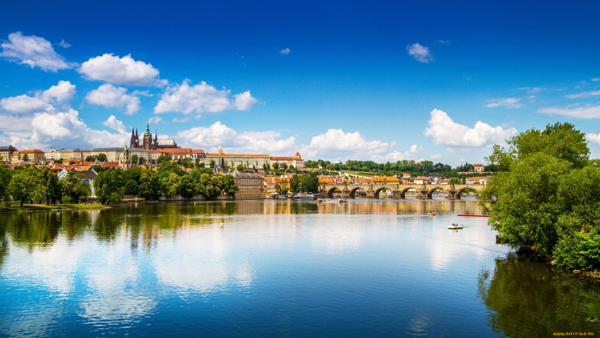 города, прага, , чехия, влтава, река, мосты