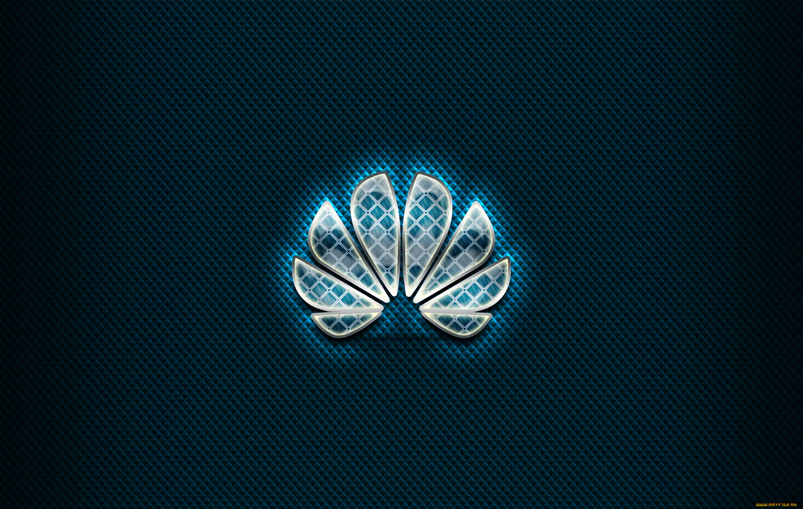 huawei, бренды, -, другое, креатив, логотип, произведения, искусства, синий, фон, стекло