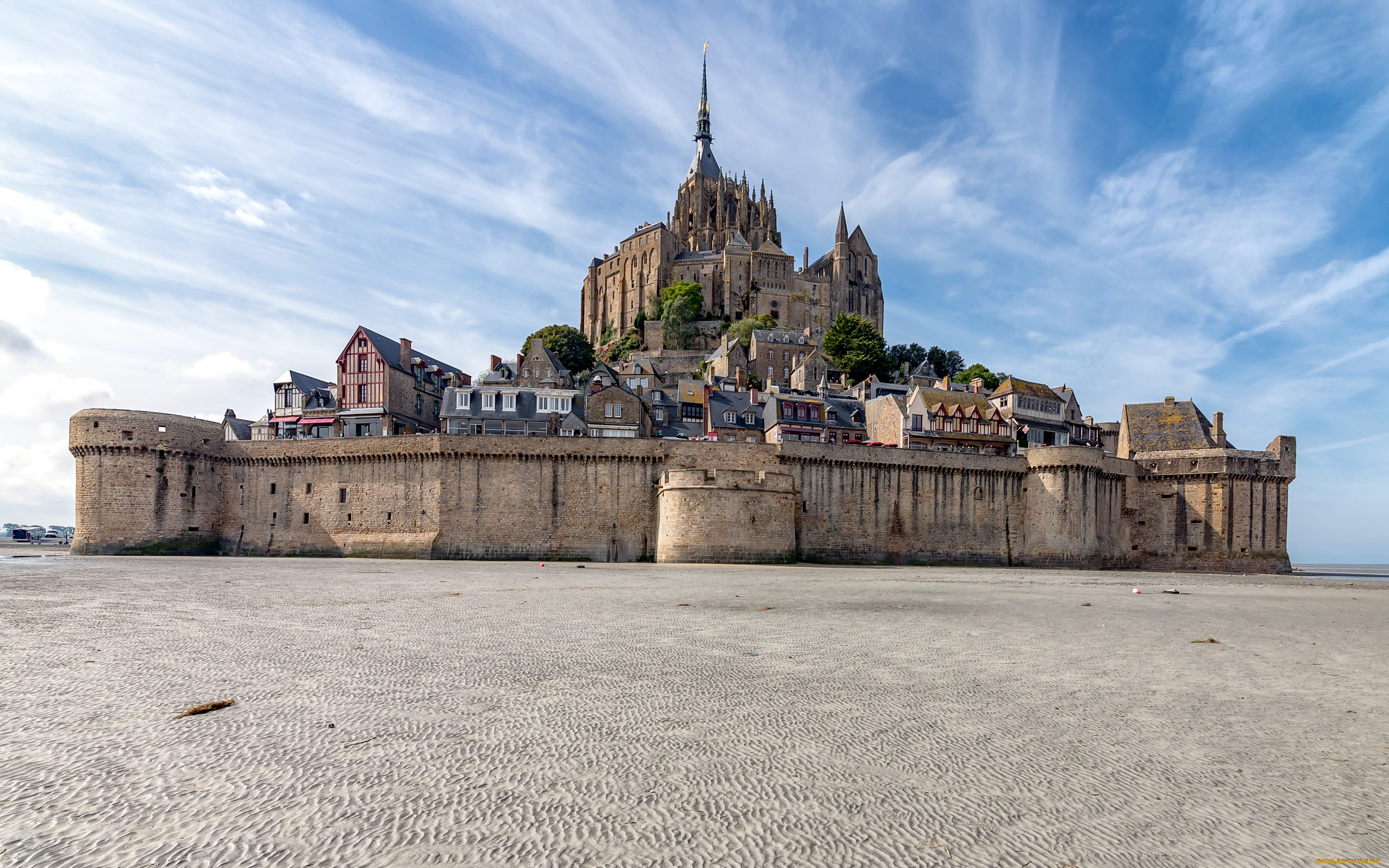 города, крепость, мон-сен-мишель, , франция, крепость