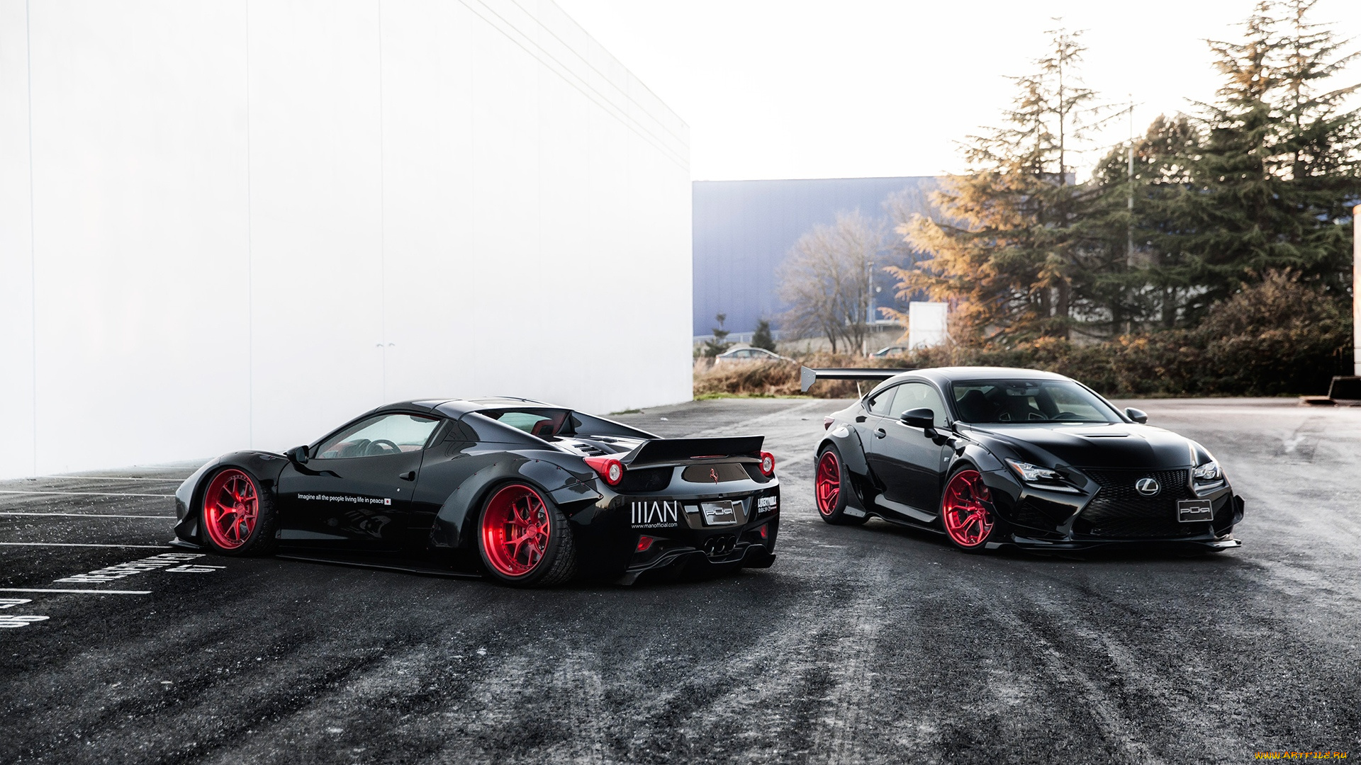 автомобили, разные, вместе, ferrari, 458, italia, lexus, rc, f