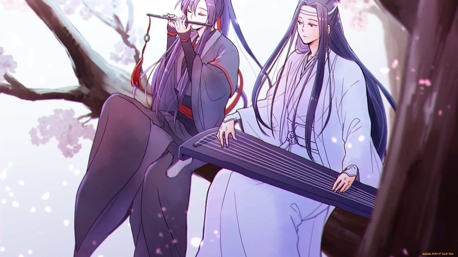 аниме, mo, dao, zu, shi, вэй, усянь, лань, ванцзи, флейта, гуцинь, дерево