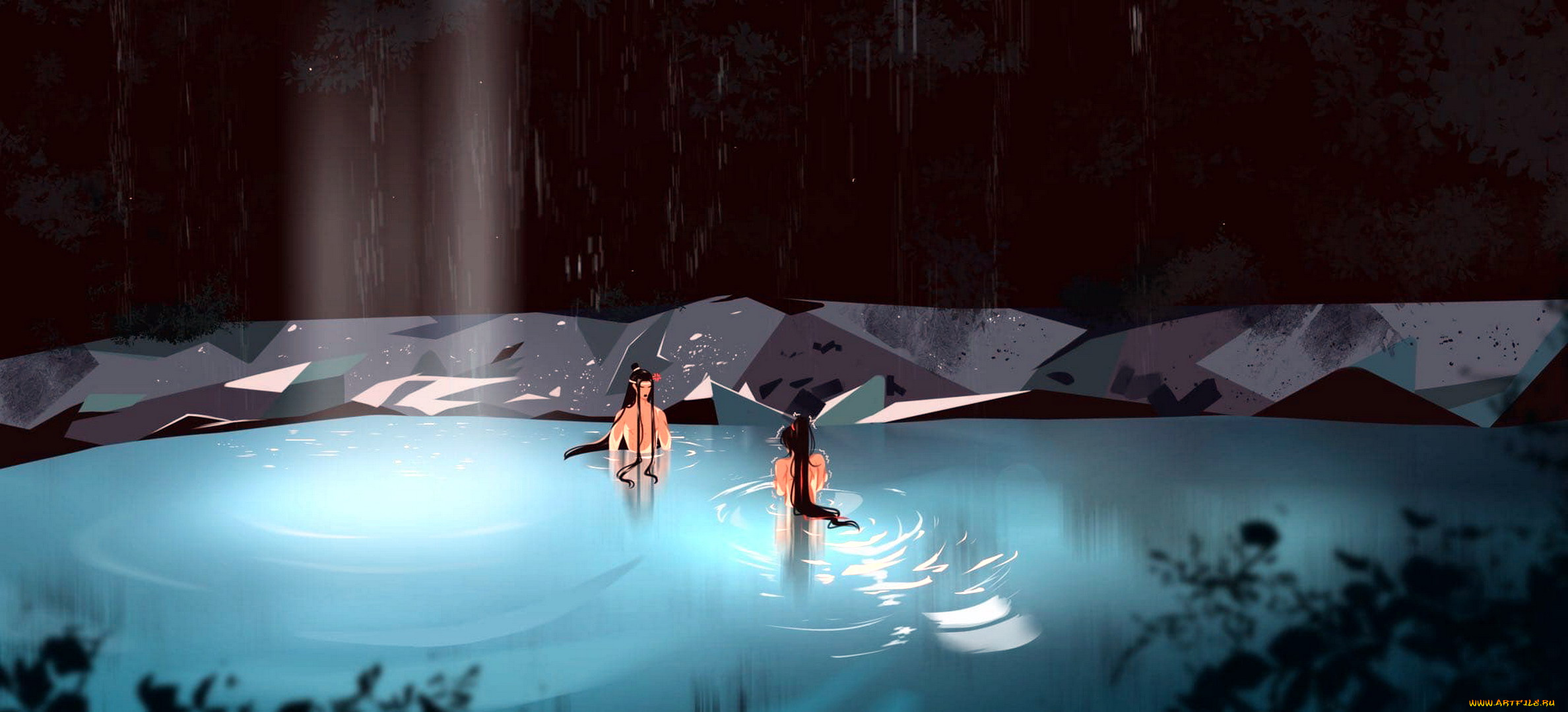 аниме, mo, dao, zu, shi, лань, ванцзи, вэй, усянь, источник, купание