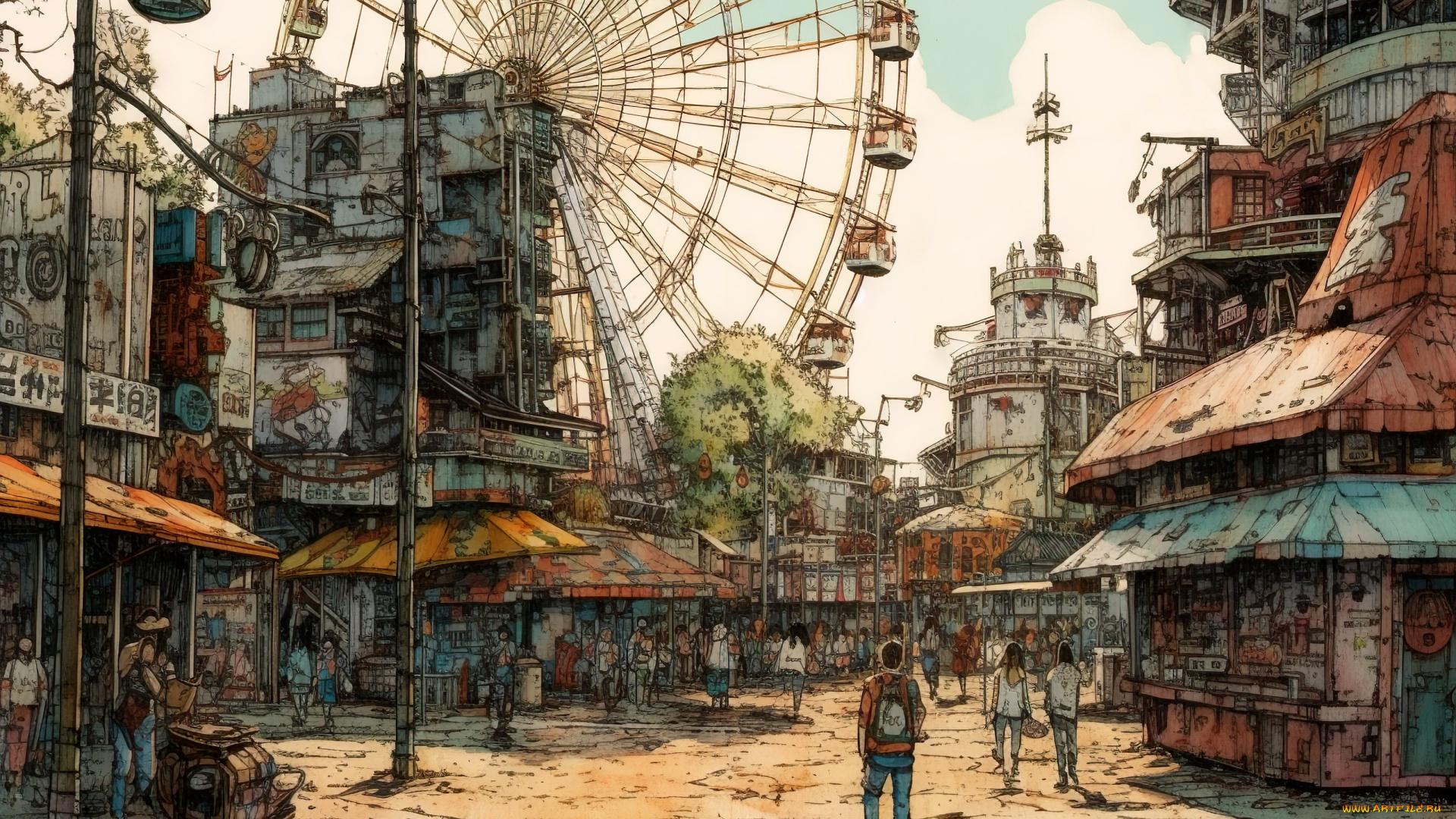 аниме, город, , улицы, , интерьер, , здания