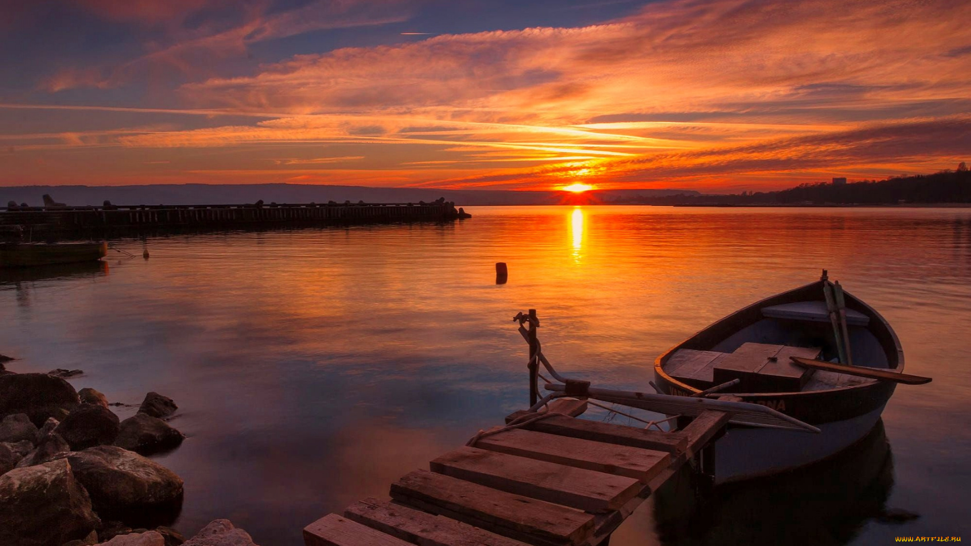 корабли, лодки, , шлюпки, озеро, камни, лодка, закат