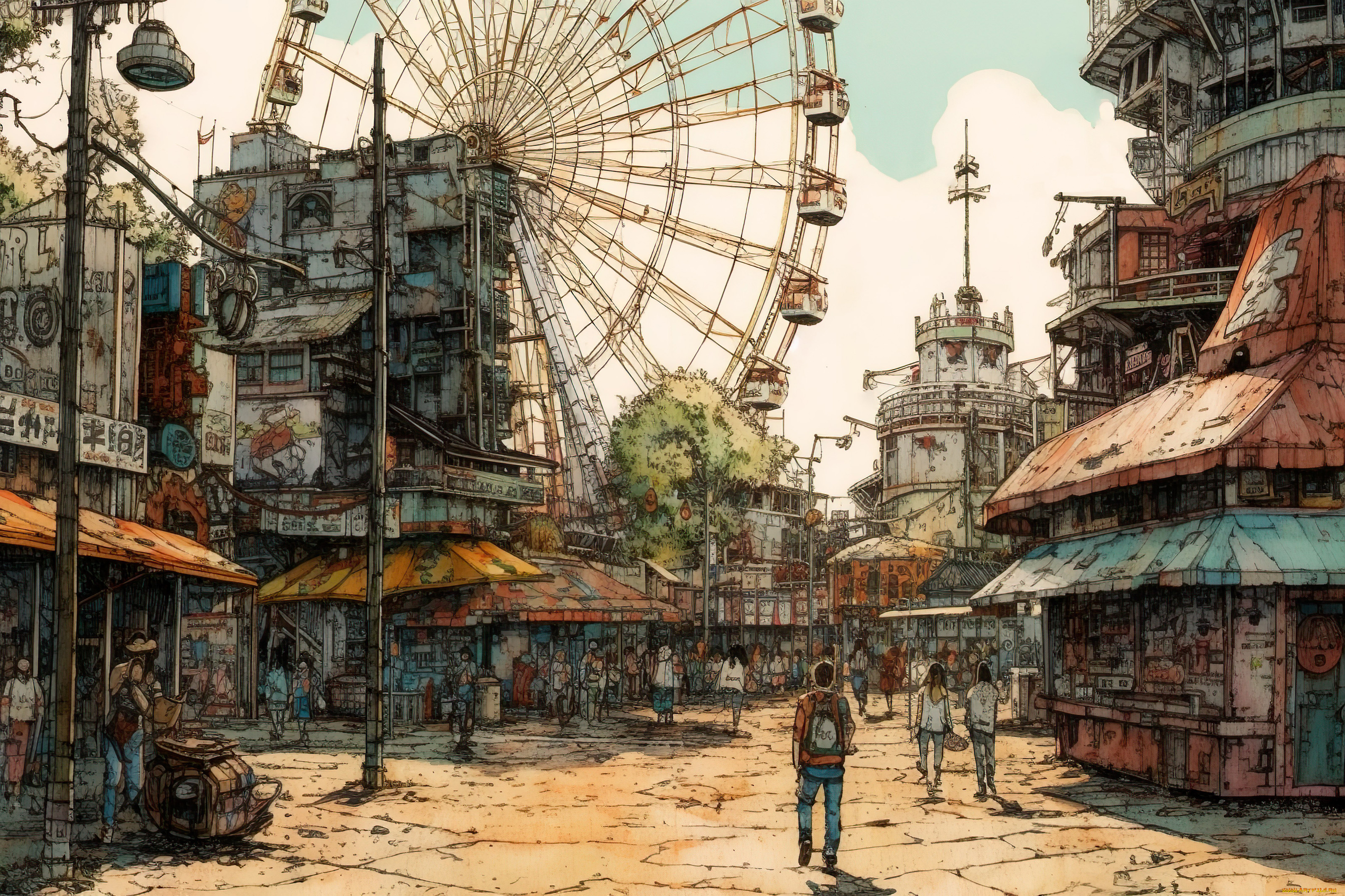 аниме, город, , улицы, , интерьер, , здания